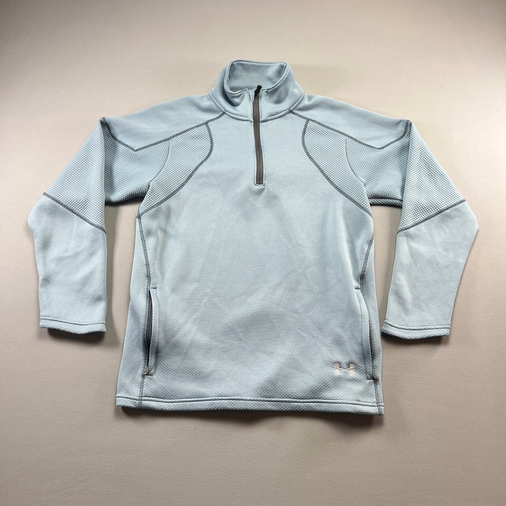 Under Armour AllSeason Gear Loose Fit Sweatshirt Mens Small Blue Waffle Knit